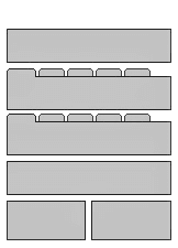 Generic Layout of the DotComViewDetail2 Template. This image of a template is divided into sections. Four sections span the width of the image. The last two sections span only half of the image. The second and third sections have tabs.