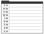 Generic Layout of the eCalendarDailyApplet Template. In this image of a calendar template, there are two columns. The first column lists times in hourly increments beginning with 9:00. Each time is paired with a field in the second column.