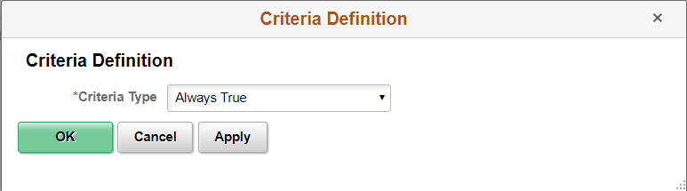 Criteria Definition page