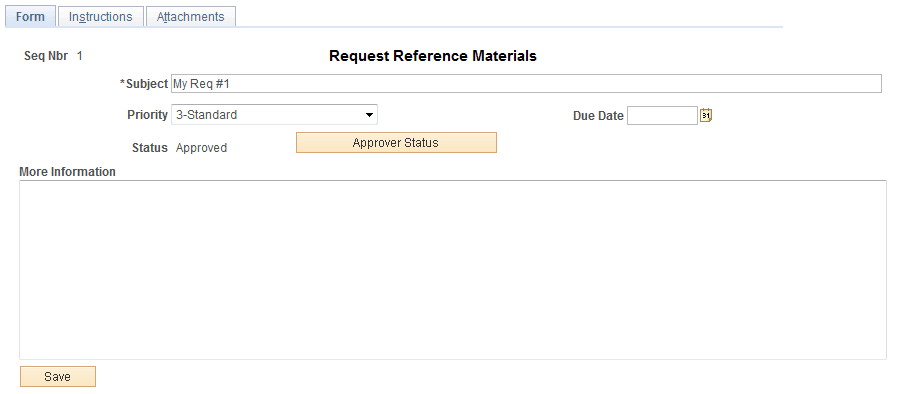 Form page showing a posted integrated form instance