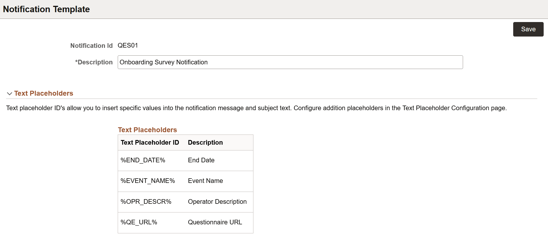Notification Template page (1 of 2)