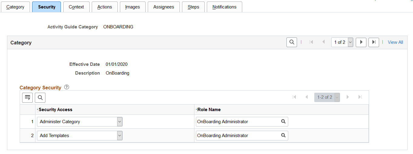 Categories - Security page