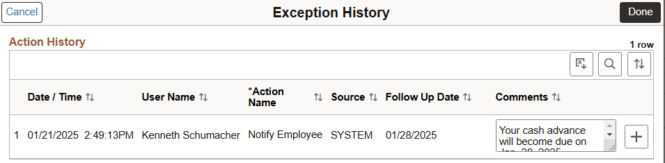 Exception History
