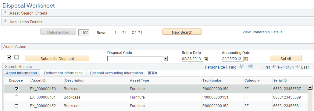 Disposal Worksheet page
