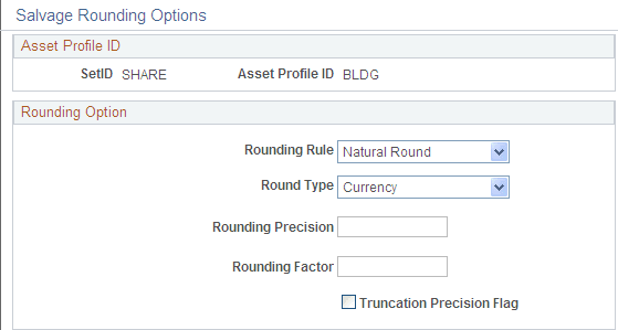 Salvage Rounding Options page