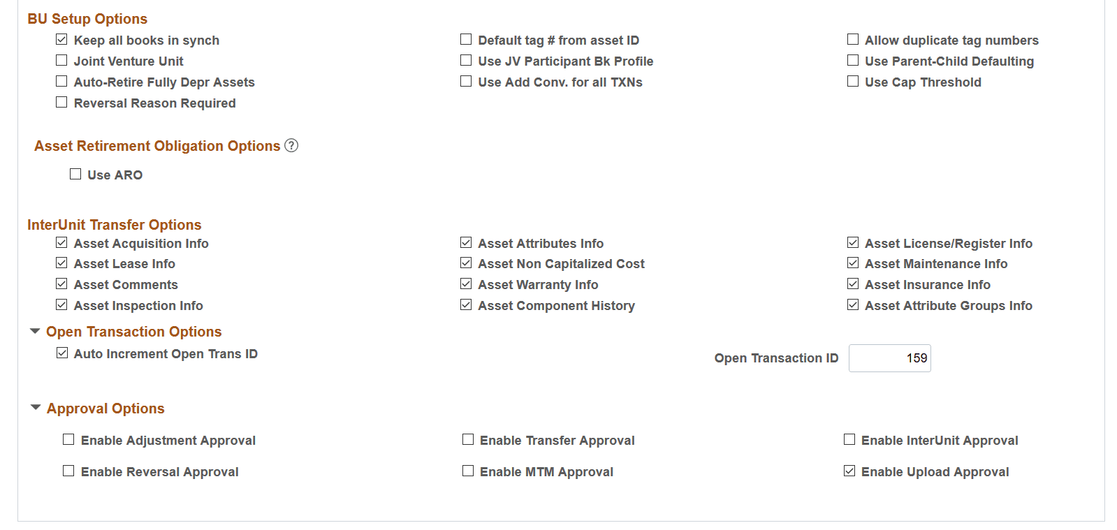 AM Business Unit Definition page (2 of 2)