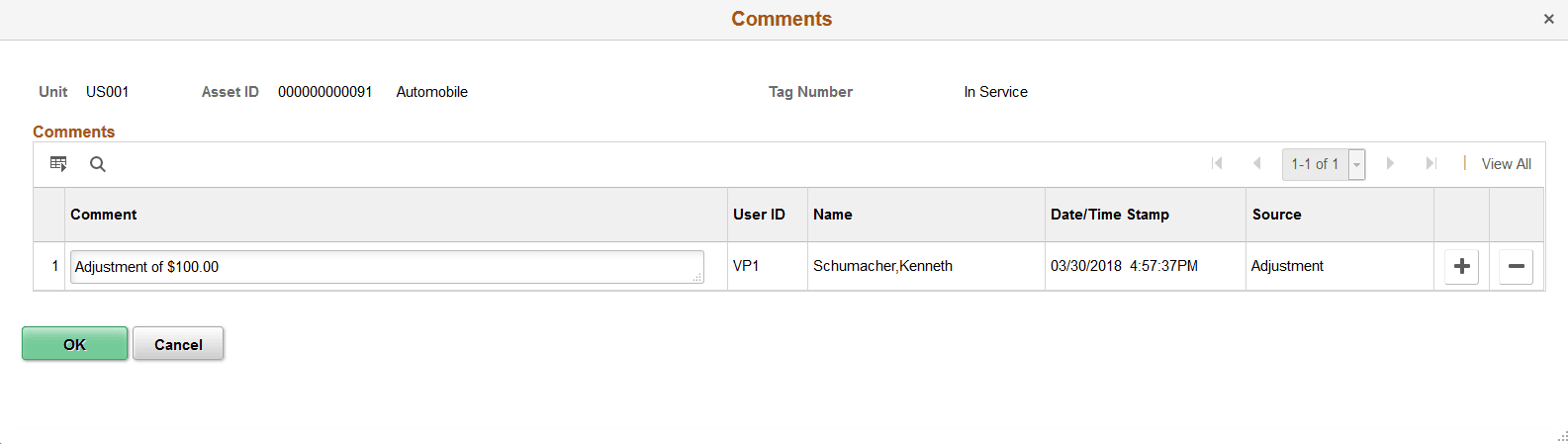 Cost Information - Comments page