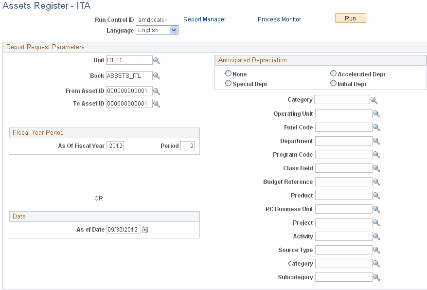 Assets Register - ITA page