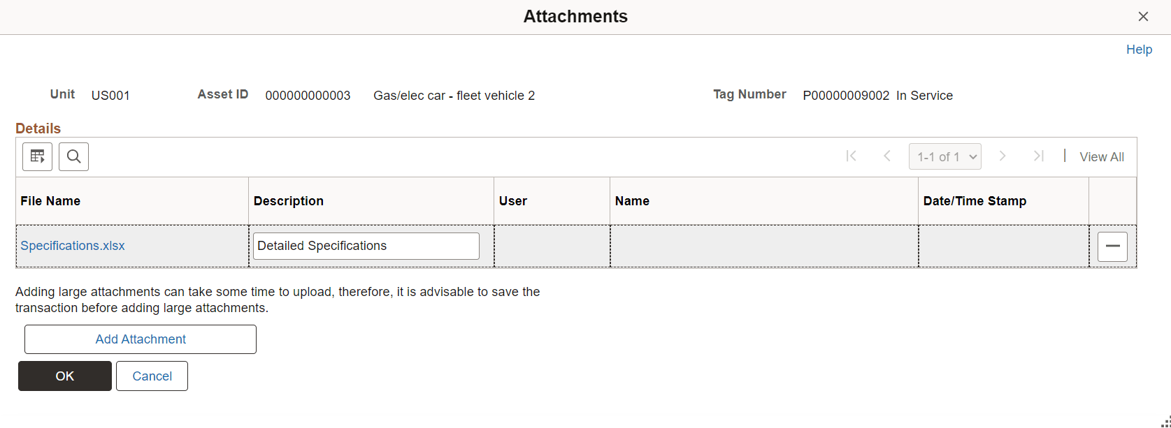 Attachments page