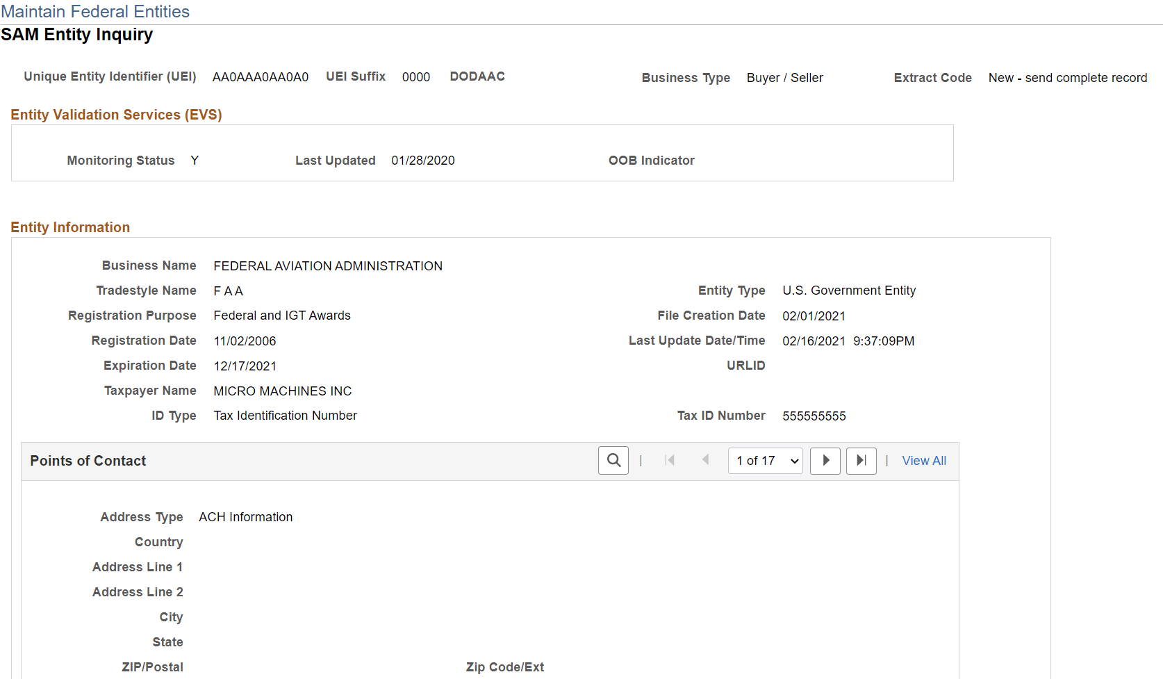 SAM Entity Inquiry (1 of 4)