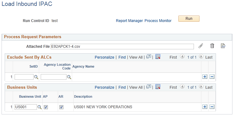Load Inbound IPAC page