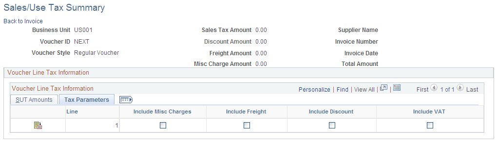 Sales/Use Tax Summary page with Taxware
