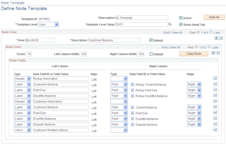 Define Node Template page (user level)