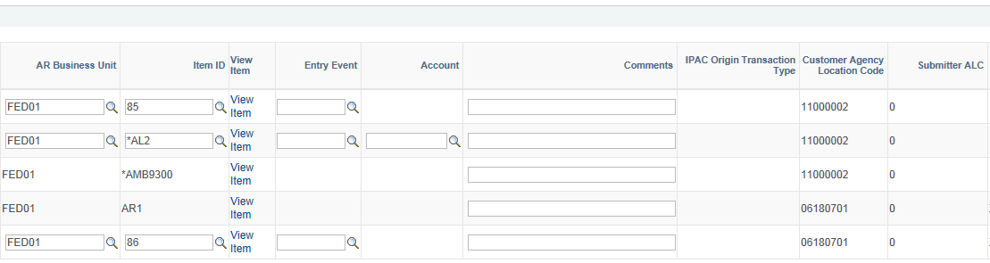 Receivables IPAC Workbench page - IPAC Details (2 of 3)