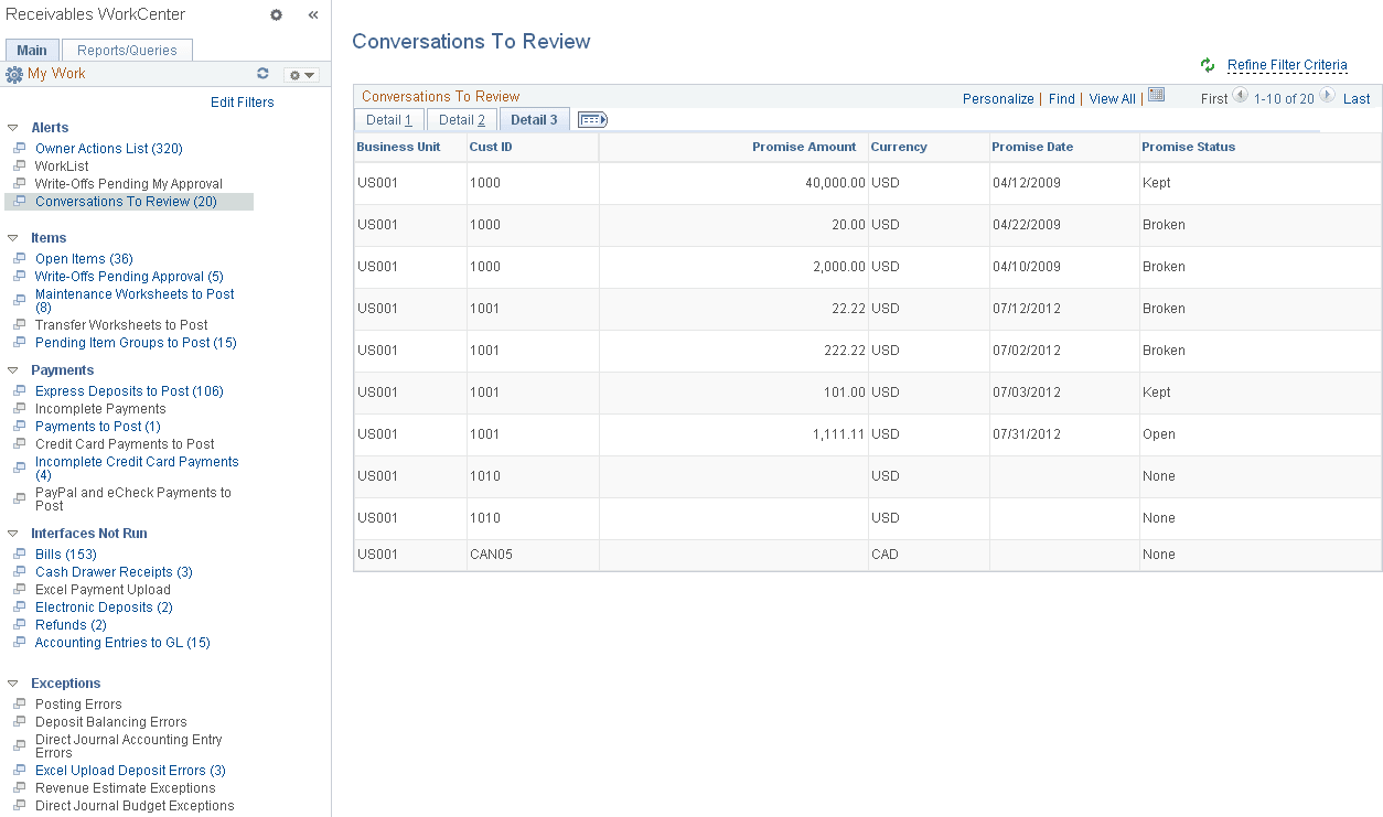 Conversations to Review page - Detail 3 tab