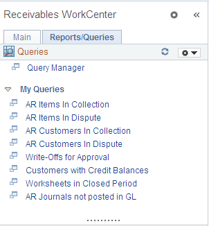 Receivables WorkCenter - Queries pagelet