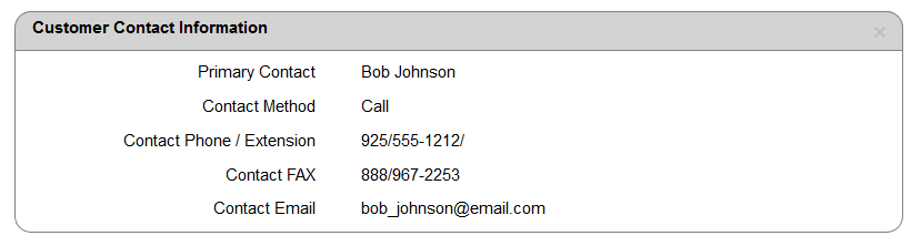 Customer Contact InformationPagelet