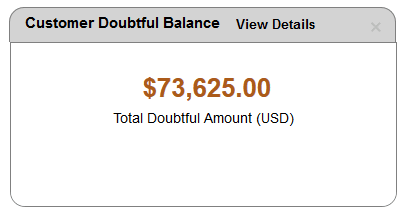 Customer Doubtful Balance Pagelet
