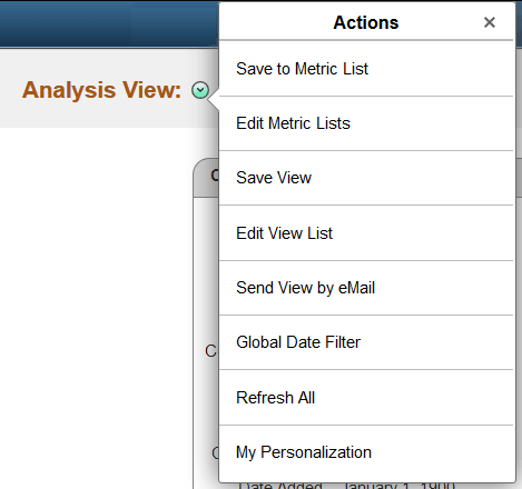 Actions List Options