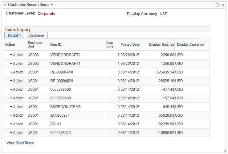 Customer Recent Items pagelet