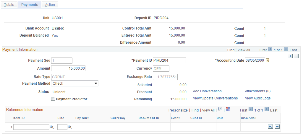 Express Deposit - Payments page