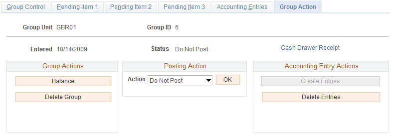 Online Pending - Group Action page