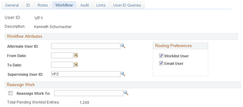 User Profile - Workflow page