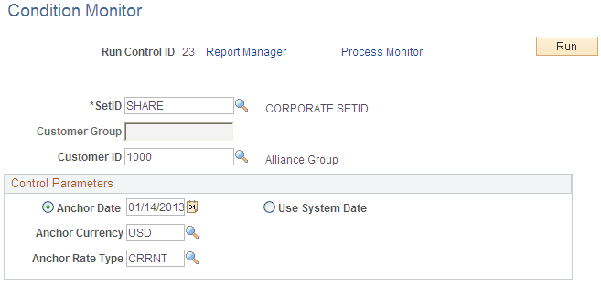 Condition Monitor page