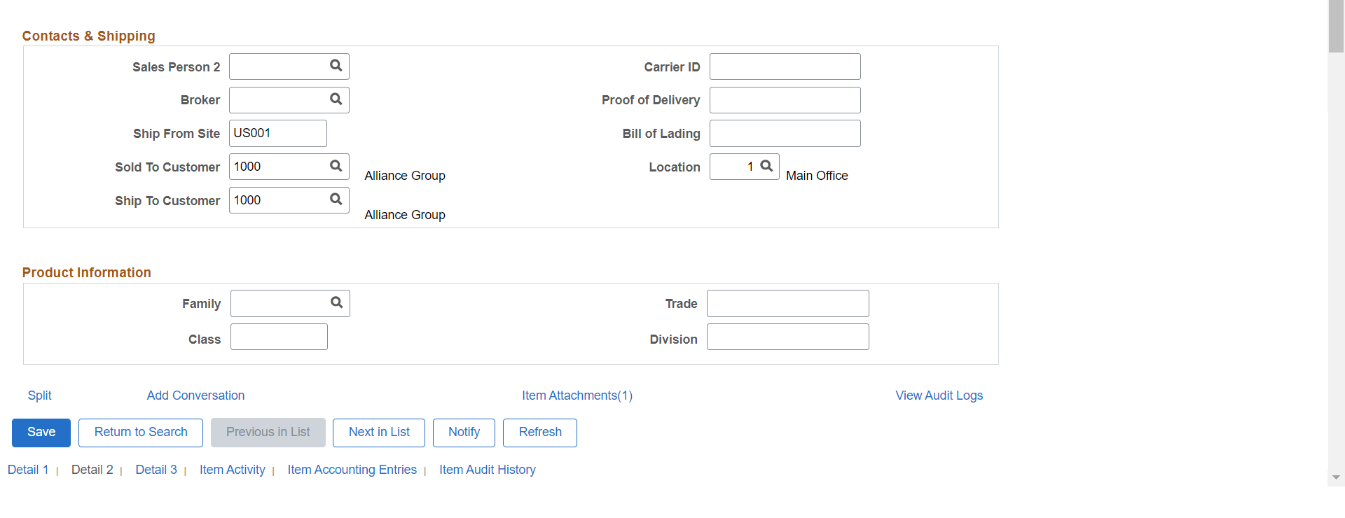 View Update Item Details Detail 2 (2 of 2)