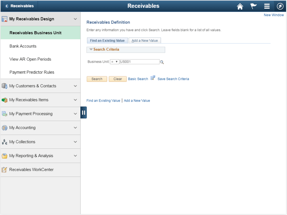 (Tablet) Receivables page