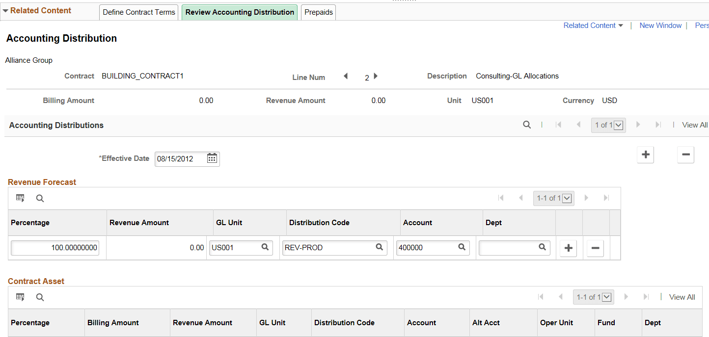 Review Accounting Distribution page