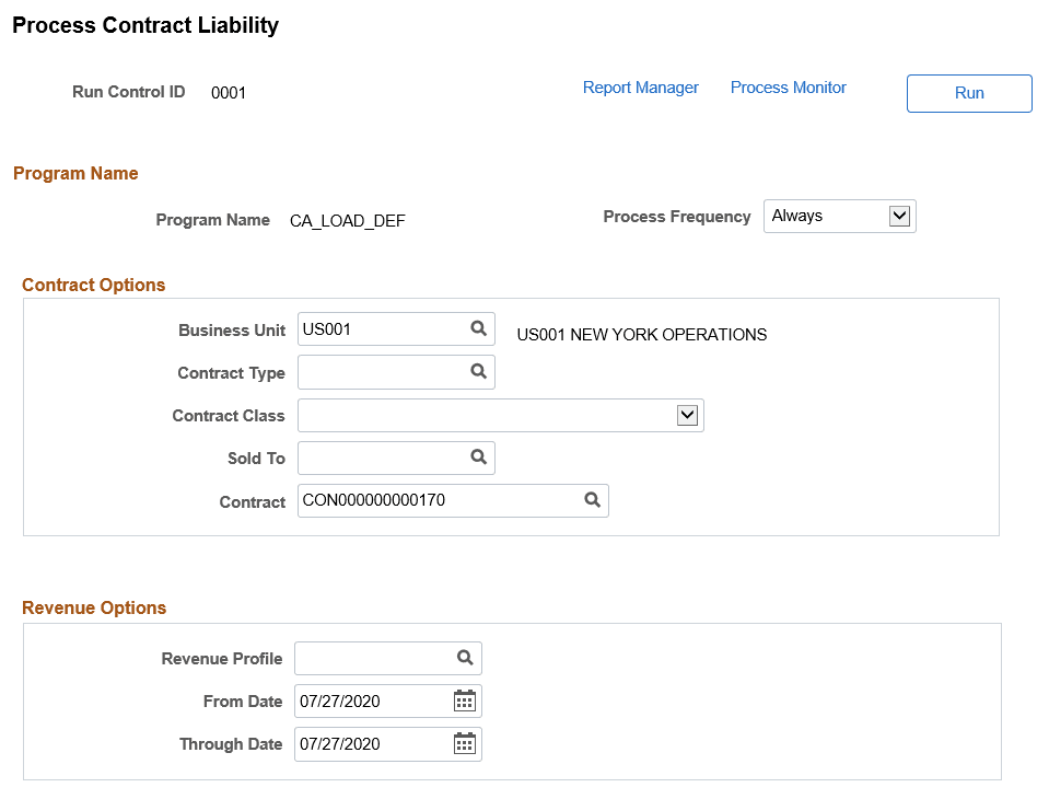 Process Contract Liability page