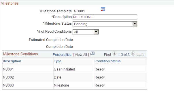 Create Milestones page: Milestones group box