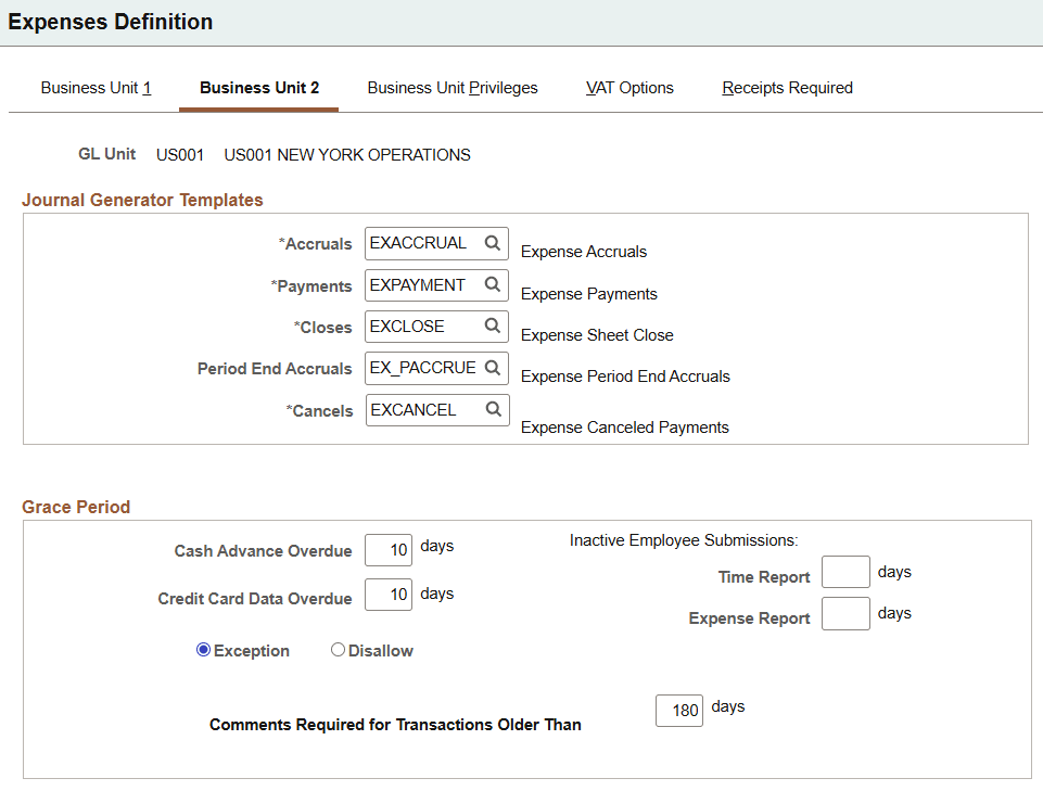 Expenses Definition - Business Unit 2 (1 of 2)