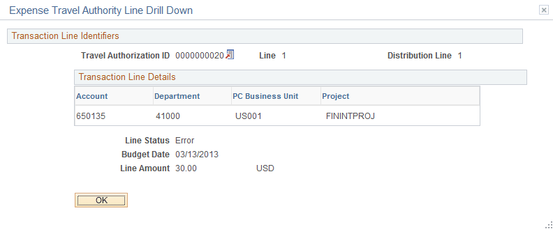 Line Exceptions page