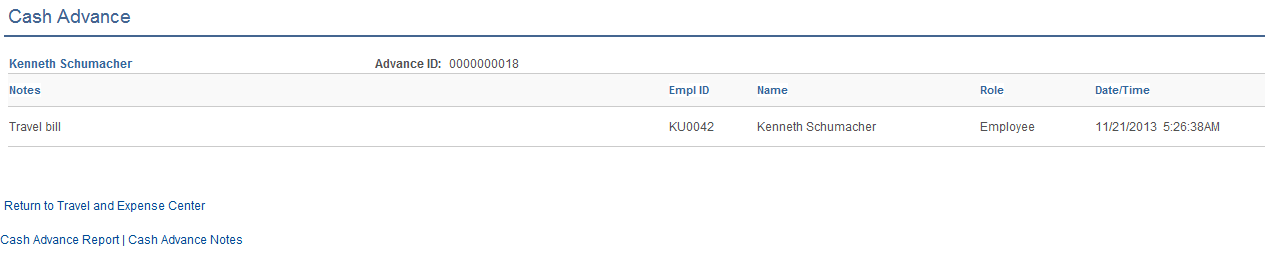 Print cash advance notes