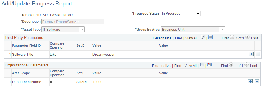 Add/Update Progress Report page