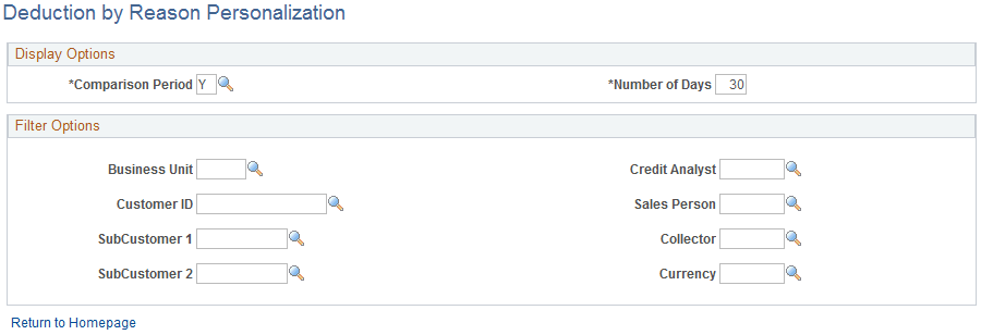 Deduction by Reason Personalization page