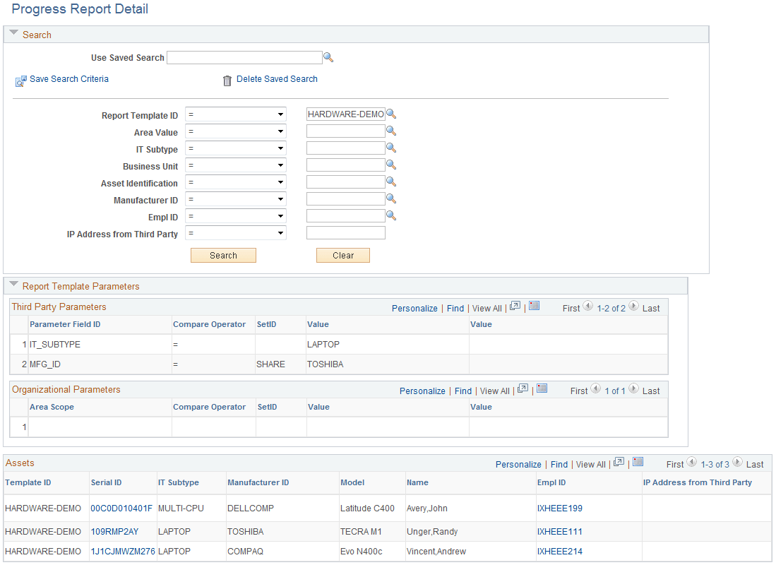 Progress Report Detail page
