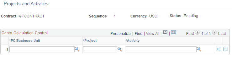 Projects and Activities page