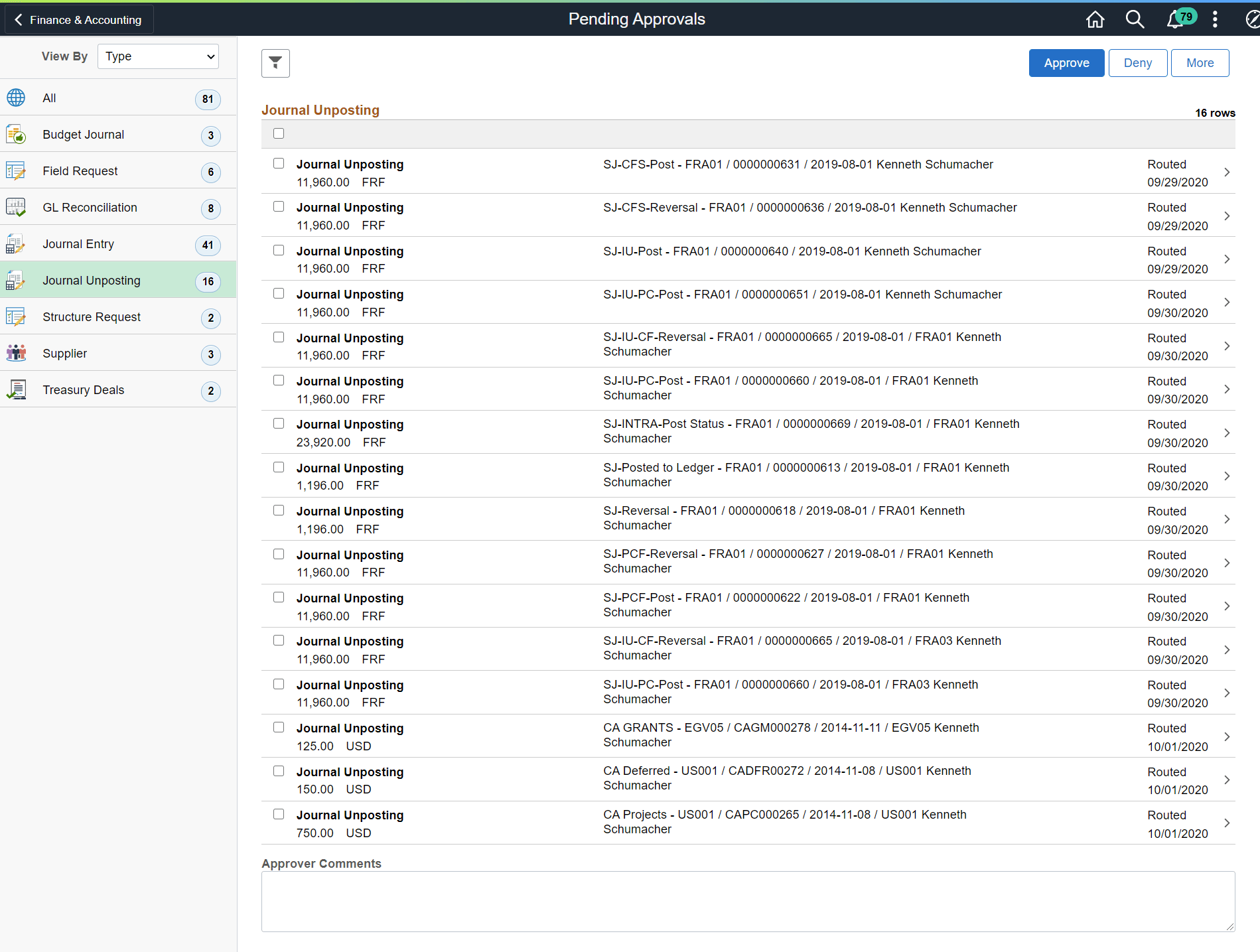 Pending Approvals (summary) Page