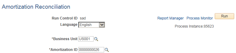 Amortization Reconciliation page