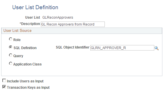 Reconciliations - AF User List Definition