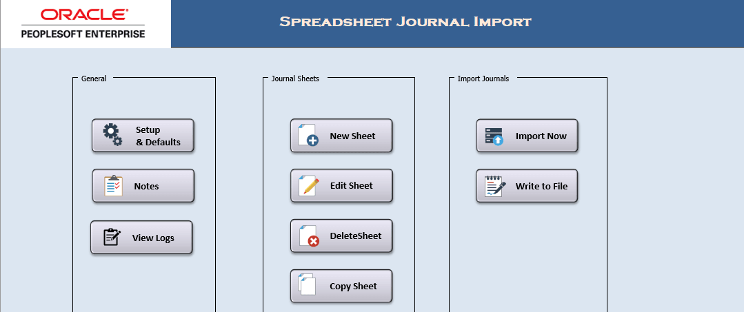 Spreadsheet Journal Import Homepage