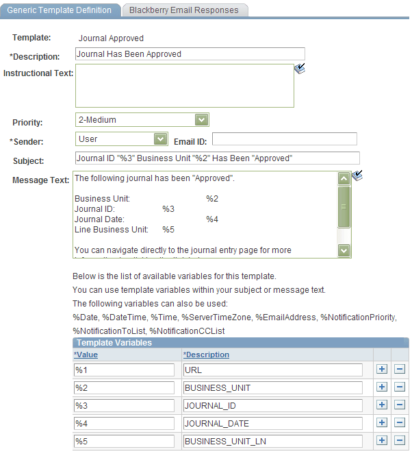 Generic Template Definition page - Journal Approved template