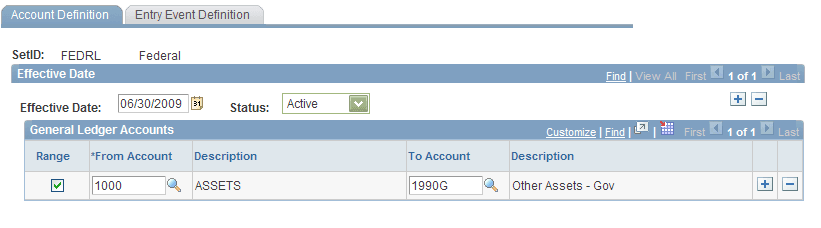Fund Balance Reconciliation - Account Definition page