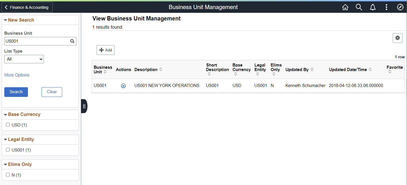 View Business Unit Management
