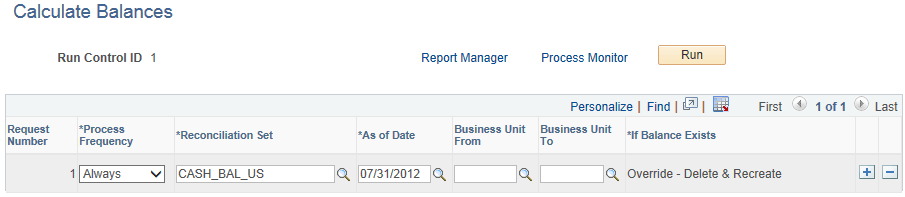Calculate Balances page