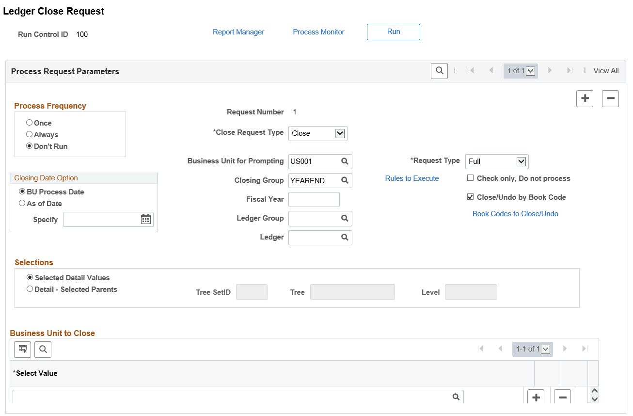 Ledger Close Request page