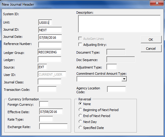New Journal Header page
